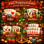 Kenali jenis permainan kartu di casino: blackjack, baccarat, poker, dan lainnya. Pahami aturan dasar, peluang, dan tips bermain bijak untuk pemula ya.